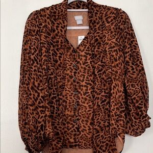 Chico’s Leopard Print Blouse - Brown and Black